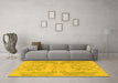 Machine Washable Abstract Yellow Modern Rug in a Living Room, wshabs1236yw