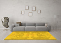 Machine Washable Abstract Yellow Modern Rug, wshabs1236yw