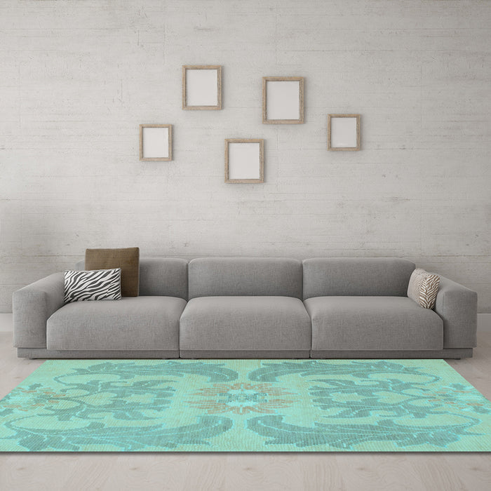 Machine Washable Abstract Light Blue Modern Rug in a Living Room, wshabs1236lblu