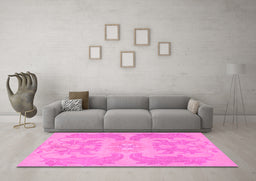 Machine Washable Abstract Pink Modern Rug in a Living Room, wshabs1236pnk