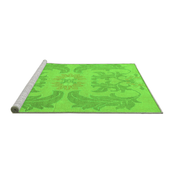 Sideview of Machine Washable Abstract Green Modern Area Rugs, wshabs1236grn