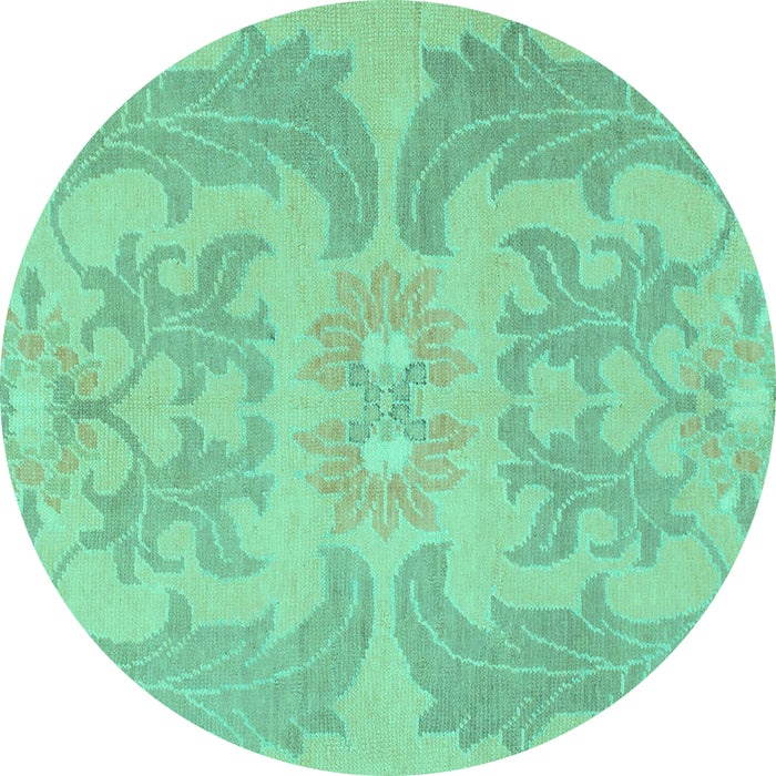 Round Abstract Turquoise Modern Rug, abs1236turq
