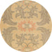 Round Abstract Gold Modern Rug, abs1236