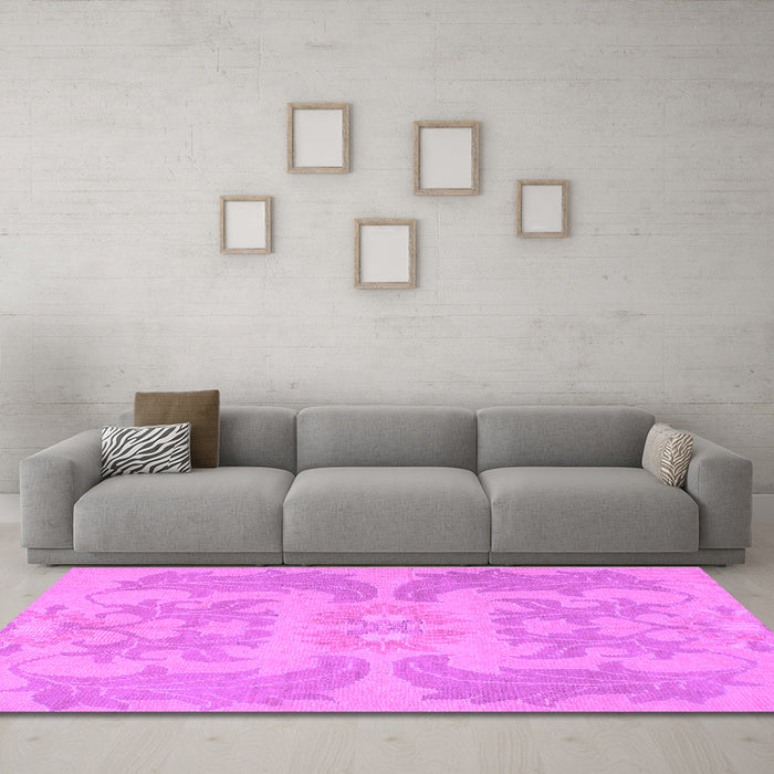 Machine Washable Abstract Purple Modern Area Rugs in a Living Room, wshabs1236pur