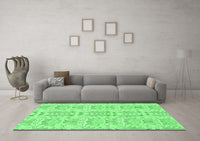 Machine Washable Abstract Emerald Green Modern Rug, wshabs1237emgrn