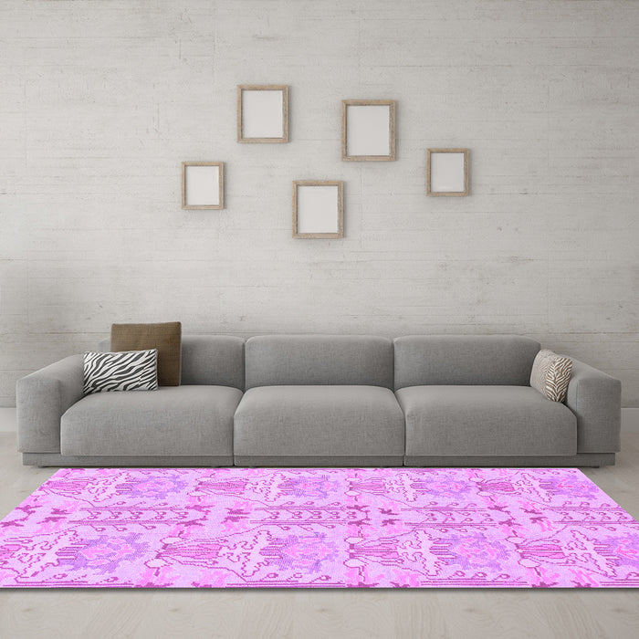 Machine Washable Abstract Purple Modern Area Rugs in a Living Room, wshabs1237pur