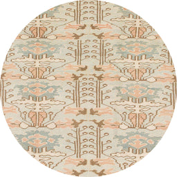 Round Abstract Brown Modern Rug, abs1237