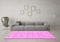 Machine Washable Abstract Pink Modern Rug, wshabs1237pnk