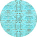 Round Machine Washable Abstract Light Blue Modern Rug, wshabs1237lblu