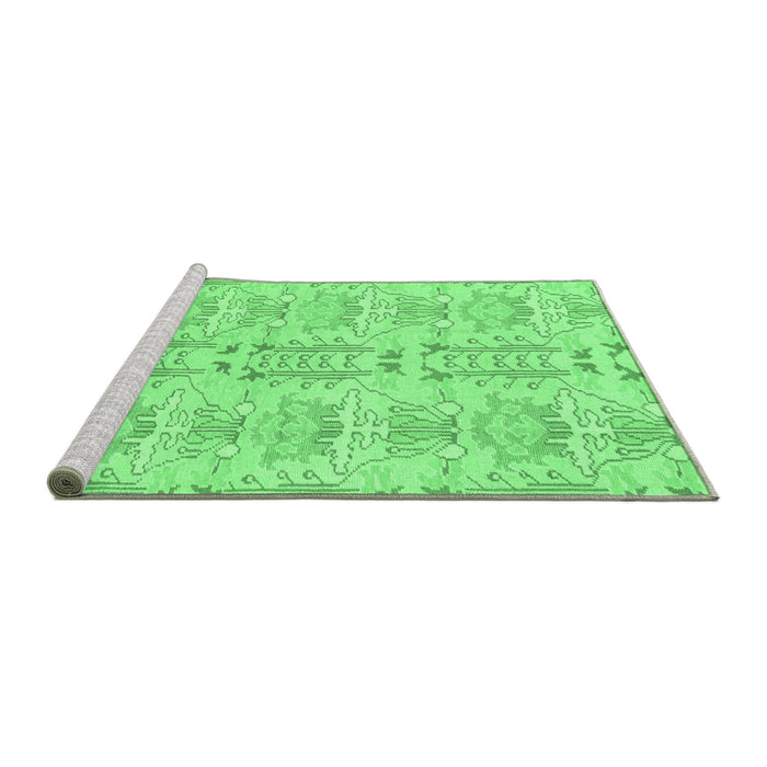 Sideview of Machine Washable Abstract Emerald Green Modern Area Rugs, wshabs1237emgrn