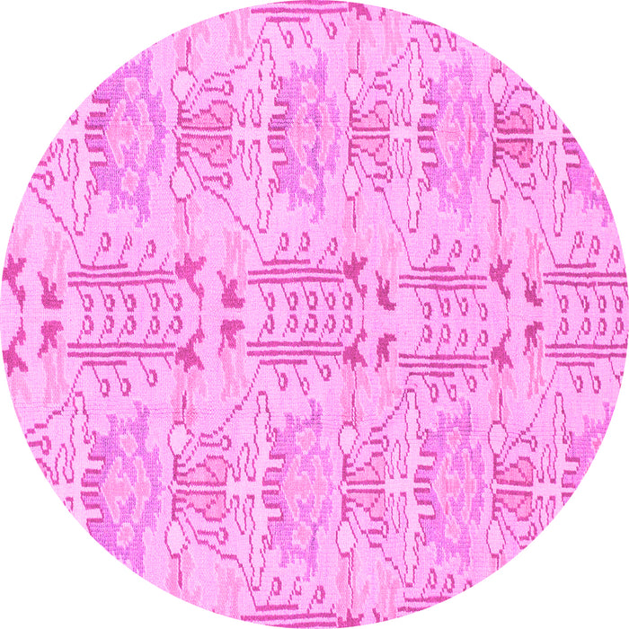 Round Abstract Pink Modern Rug, abs1237pnk