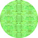 Round Abstract Green Modern Rug, abs1237grn