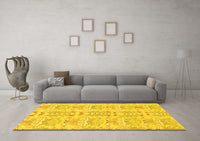 Machine Washable Abstract Yellow Modern Rug, wshabs1237yw