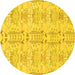 Round Abstract Yellow Modern Rug, abs1237yw