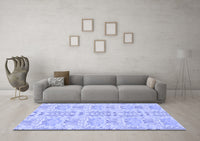 Machine Washable Abstract Blue Modern Rug, wshabs1237blu