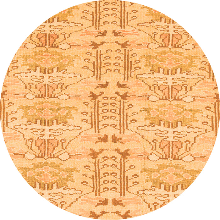 Round Machine Washable Abstract Orange Modern Area Rugs, wshabs1237org