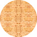 Round Machine Washable Abstract Orange Modern Area Rugs, wshabs1237org