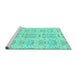 Sideview of Machine Washable Abstract Turquoise Modern Area Rugs, wshabs1237turq