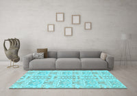 Machine Washable Abstract Light Blue Modern Rug, wshabs1237lblu