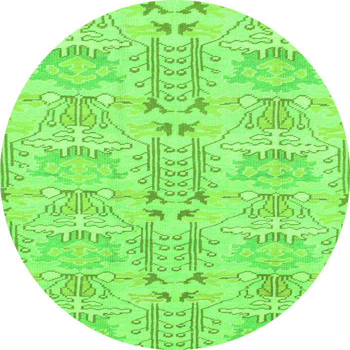 Round Machine Washable Abstract Green Modern Area Rugs, wshabs1237grn