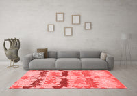 Machine Washable Abstract Red Modern Rug, wshabs1238red