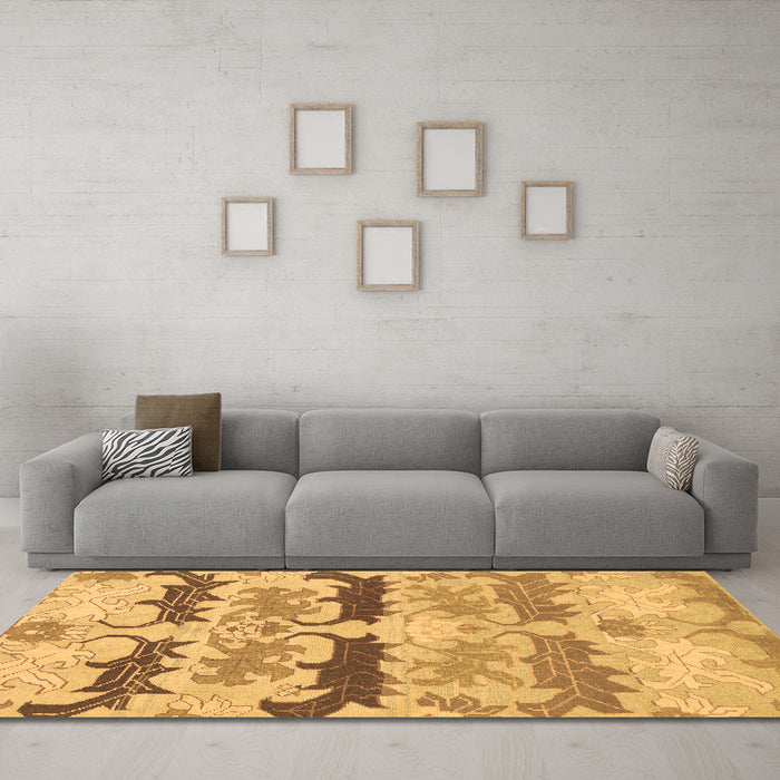 Machine Washable Abstract Brown Modern Rug in a Living Room,, wshabs1238brn