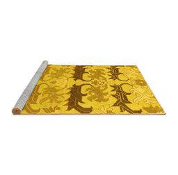 Sideview of Machine Washable Abstract Yellow Modern Rug, wshabs1238yw