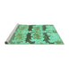 Sideview of Machine Washable Abstract Turquoise Modern Area Rugs, wshabs1238turq