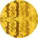 Round Abstract Yellow Modern Rug, abs1238yw