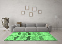 Machine Washable Abstract Emerald Green Modern Rug, wshabs1238emgrn