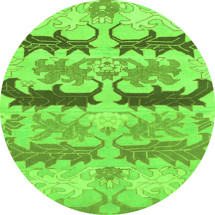 Round Abstract Green Modern Rug, abs1238grn