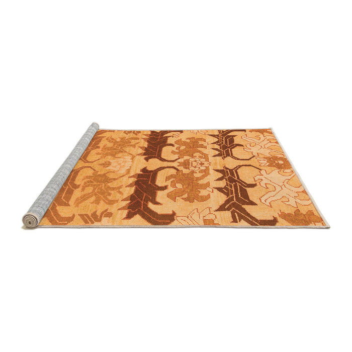Sideview of Machine Washable Abstract Orange Modern Area Rugs, wshabs1238org