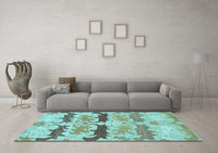 Machine Washable Abstract Light Blue Modern Rug, wshabs1238lblu