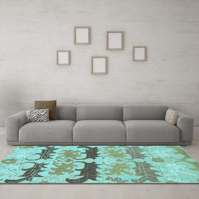 Machine Washable Abstract Light Blue Modern Rug in a Living Room, wshabs1238lblu