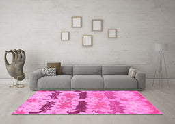 Machine Washable Abstract Pink Modern Rug in a Living Room, wshabs1238pnk