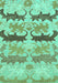 Machine Washable Abstract Turquoise Modern Area Rugs, wshabs1238turq