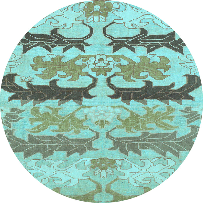 Round Abstract Light Blue Modern Rug, abs1238lblu