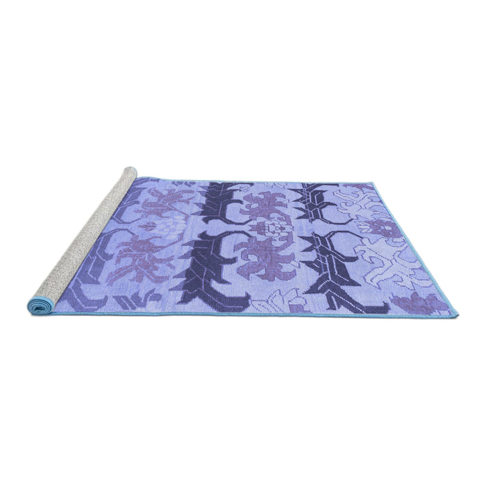 Sideview of Machine Washable Abstract Blue Modern Rug, wshabs1238blu