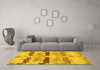 Machine Washable Abstract Yellow Modern Rug, wshabs1238yw