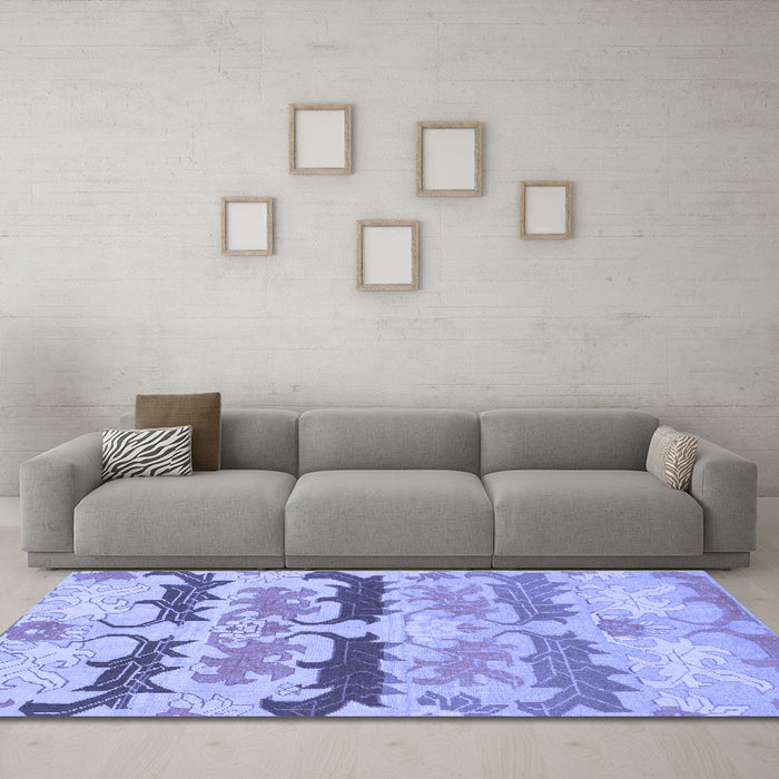 Machine Washable Abstract Blue Modern Rug in a Living Room, wshabs1238blu