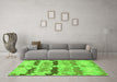 Machine Washable Abstract Green Modern Area Rugs in a Living Room,, wshabs1238grn