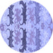 Round Machine Washable Abstract Blue Modern Rug, wshabs1238blu