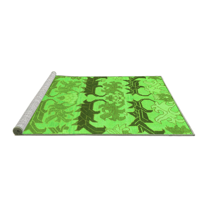 Sideview of Machine Washable Abstract Green Modern Area Rugs, wshabs1238grn