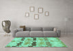 Machine Washable Abstract Turquoise Modern Area Rugs in a Living Room,, wshabs1238turq