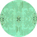 Round Abstract Turquoise Modern Rug, abs1239turq