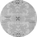 Round Machine Washable Abstract Gray Modern Rug, wshabs1239gry