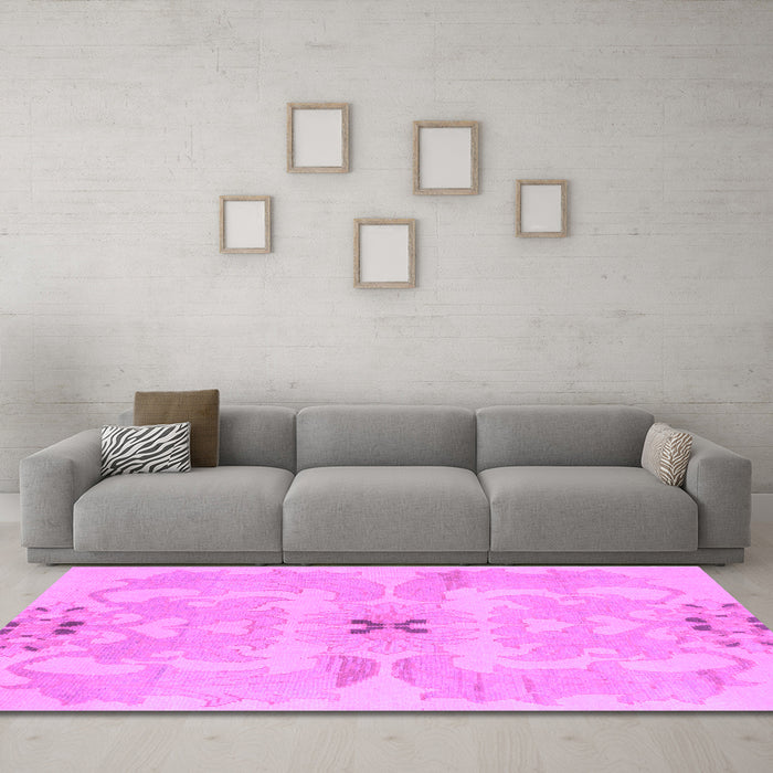 Machine Washable Abstract Purple Modern Area Rugs in a Living Room, wshabs1239pur