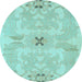 Round Abstract Light Blue Modern Rug, abs1239lblu