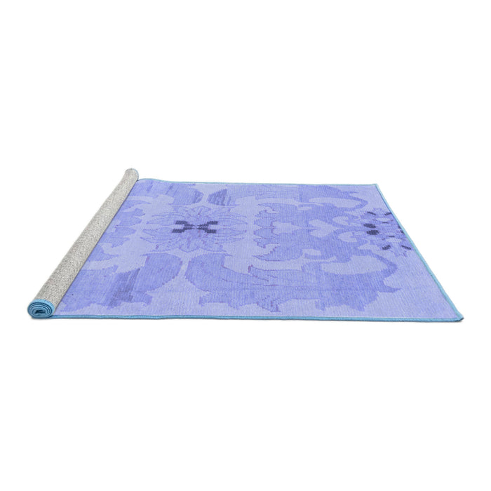 Sideview of Machine Washable Abstract Blue Modern Rug, wshabs1239blu