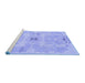 Sideview of Machine Washable Abstract Blue Modern Rug, wshabs1239blu